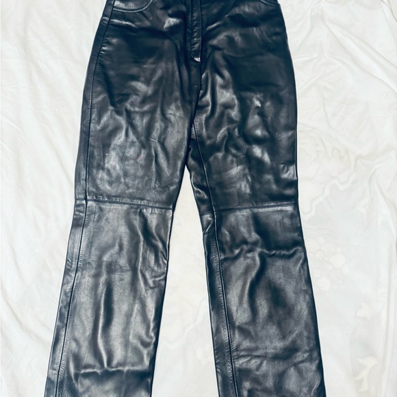 Escada Pants - Black Leather Pants- Escada